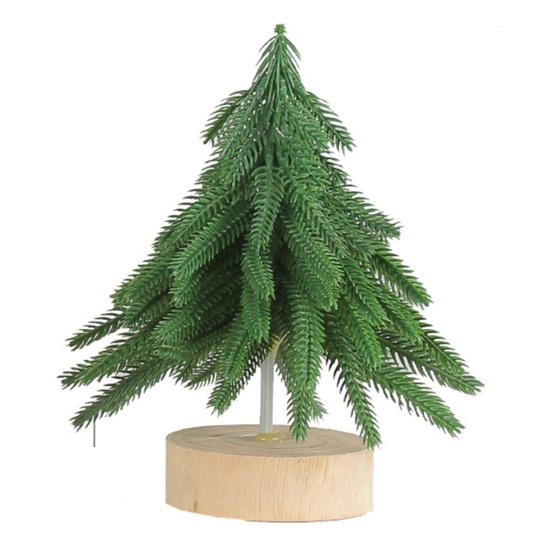 Миниатюрная фигурка рождественской елки, искусственная елка из хвои Норфолкского зеленого цвета/снежного цвета с деревянной основой для декора помещения