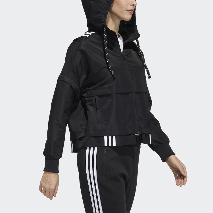 Adidas Спортивная куртка с капюшоном Легкая женская куртка Черная GT4404