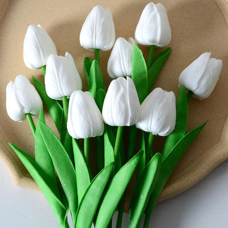 5Pcs Artificial Tulip Flowers Pink White Tulips Fake Flowers Bouquet Wedding Garden Decoration Home Vase Decor Plants Mother's Day Gift