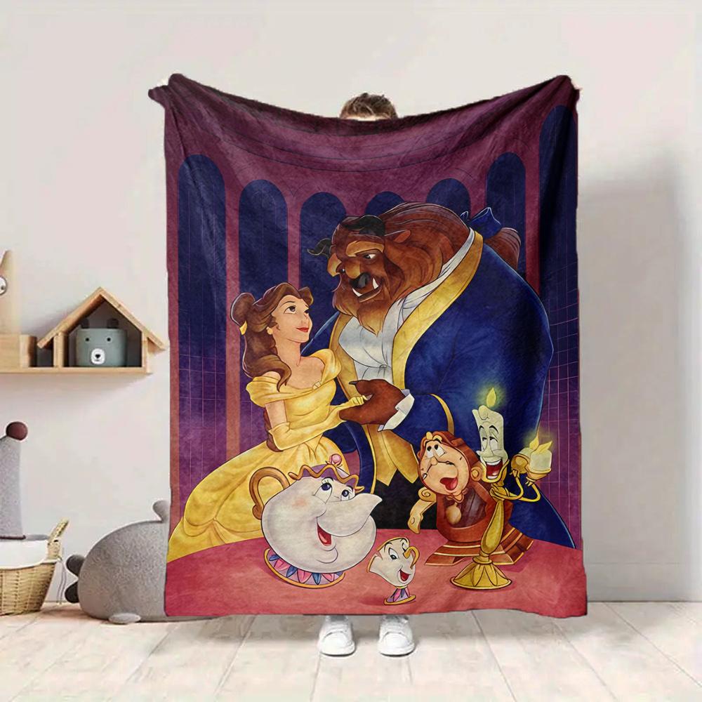 1Pc Beauty Beast Blanket Soft And Comfortable Casual Warm Camping Travel Christmas Halloween Xmas Gift M924289