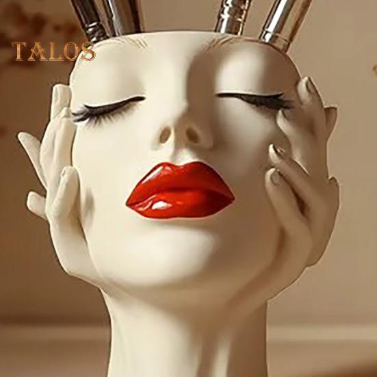 Держатель для ручек с женским контуром, художественная ваза ручной работы в форме женской головы, минималистичный держатель для кистей для макияжа для дома, гостиной, книжной полки, декора