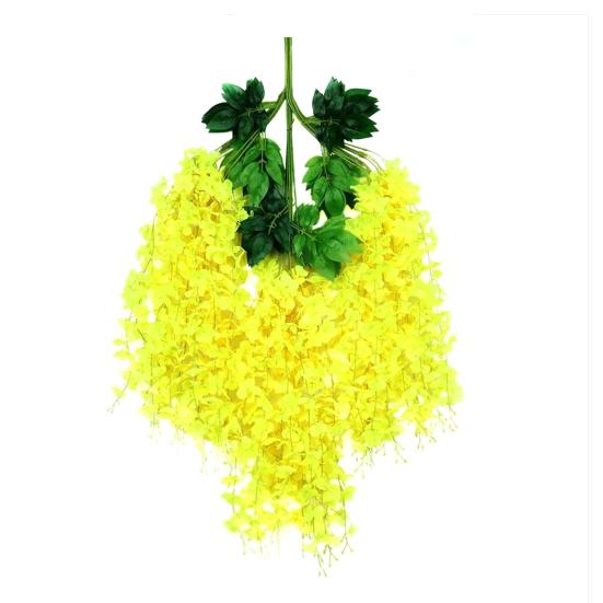 Искусственные цветы глицинии Поддельная глициния Вьющаяся гирлянда Искусственная шелковая цветочная нить для свадебной арки Церемония Вечеринка Сад Дом Декор для фона