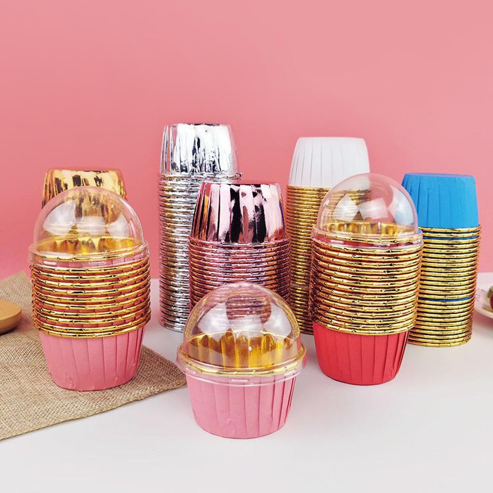 EY# 50 шт. формочки для кексов одноразовые переносные формочки с 50 шт. крышками для выпечки