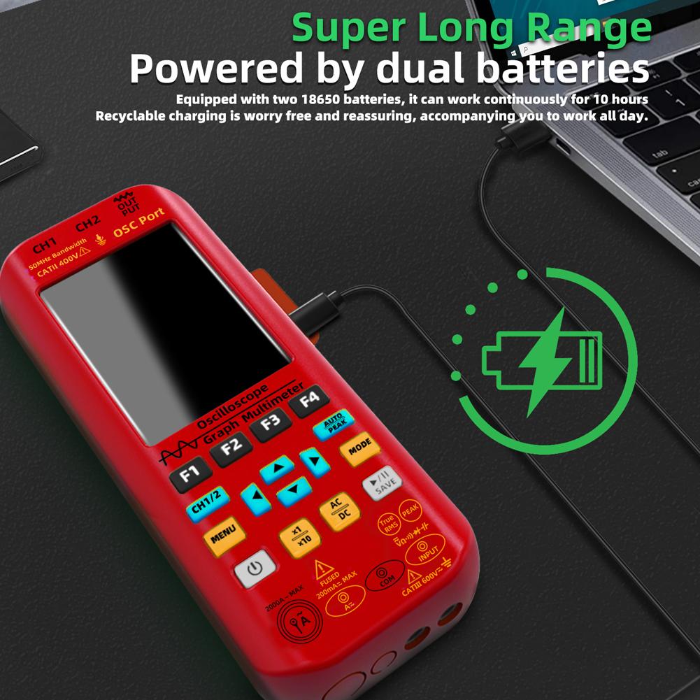Источник сигнала осциллографа-мультиметра 3 в 1 с 3,98-дюймовым TFT-дисплеем, портативный осциллограф