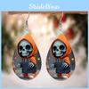 Themed Hooded Halloween Jacket Skull Pattern Droplet Shaped Earrings Acrylic