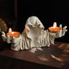 Halloween Grim Reaper Candle Holder Gothic Grim Reaper Statue Resin Candlestick Desktop Decoration for Halloween Home Decor