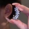 Непроколотые серьги-клипсы с бриллиантовым цветком для женщин - свадебные серьги-каффы на осень/зиму