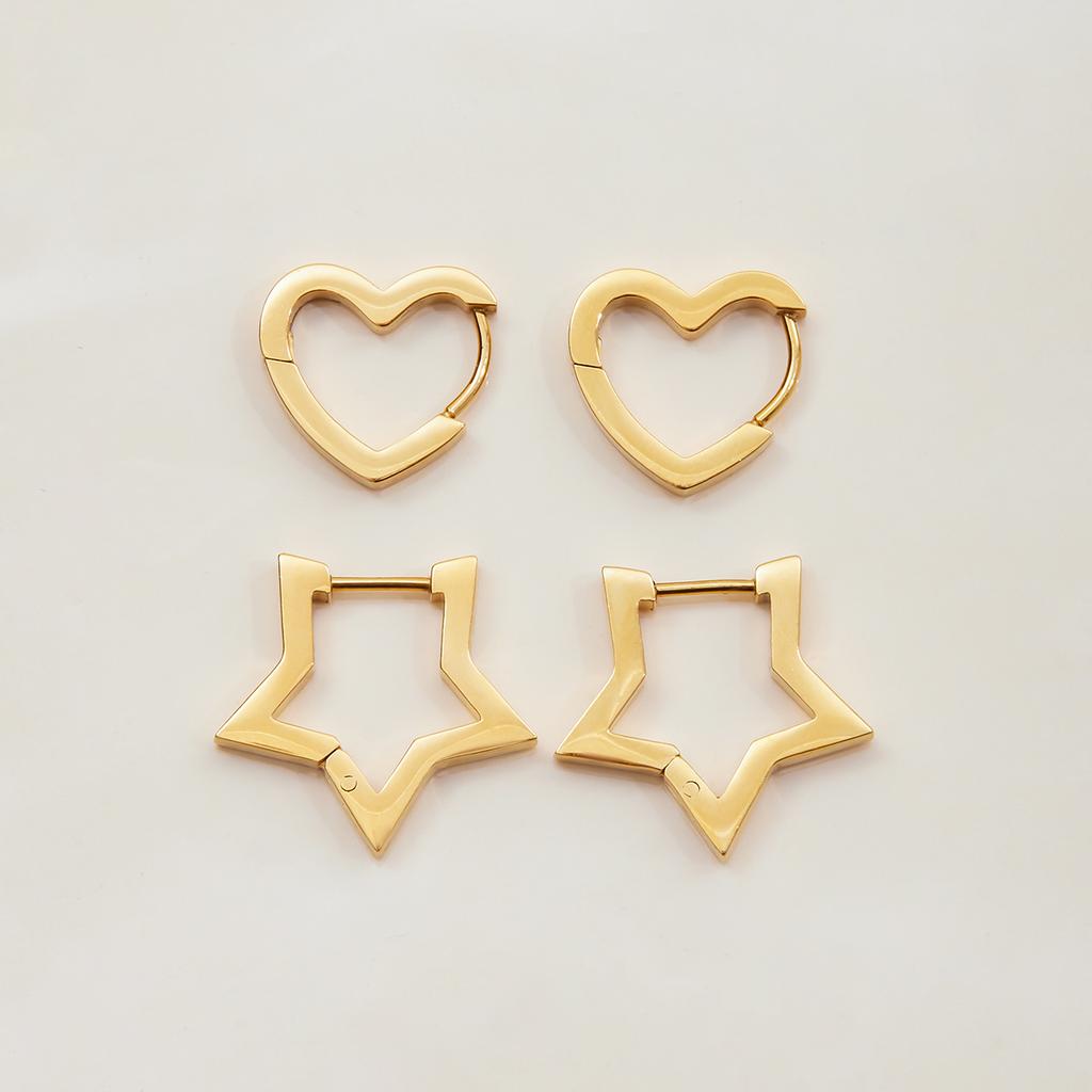 Youthway Классический стиль Милые Стильные Позолоченные Изящные Полированные Полые Серьги Звезда Сердце Антиаллергенные Женские Украшения на каждый день