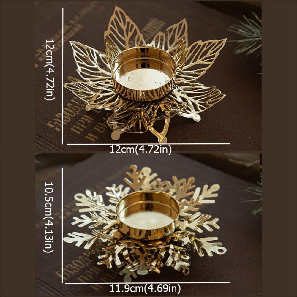 Modern Snowflake Candle Holders Golden Iron Christmas Candleholder Flower Shape Candlestick Tabletop Ornaments