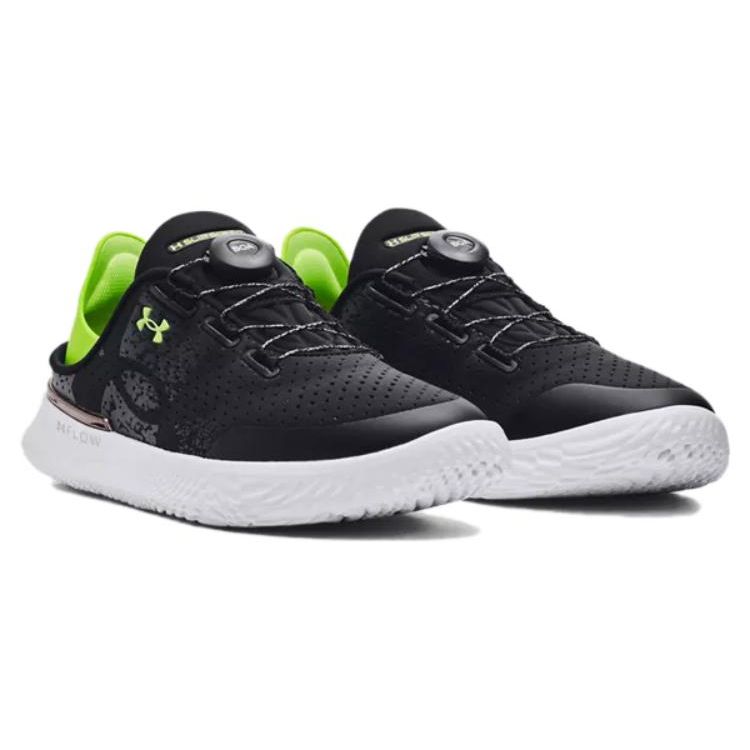 Under Armour Ua Flow Slipspeed Low Top Casual Running Shoes With Boa Dial Unisex Sneakers Black Green 3027057-002
