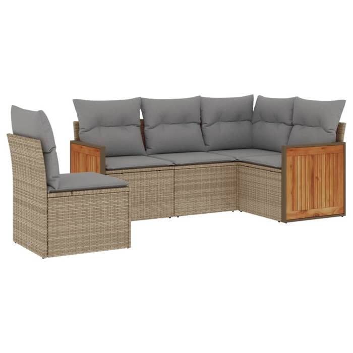 VidaXL Salon de Jardin avec Coussins 5 pcs, Canapés de Terrasse, Ensemble de Meubles de Patio, Mobilier d'Extérieur, Beige 3227655