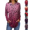 Women's Fashion Loose Button Collar Print Long Sleeve T-Shirt Tops Pullover