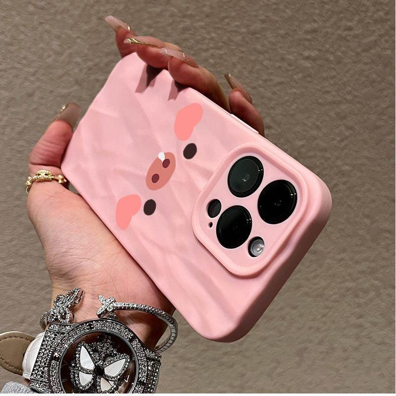 Чехол для мобильного телефона Love pig iPhone17promax подходит для Apple 16promax складки 14 милый 15 простой