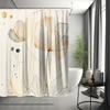 Elegant Beige And White Abstract Floral Waterproof Shower Curtain – Ideal For Adding A Soft And Stylish Touch To Your Bathroom