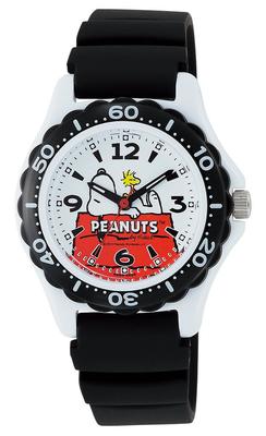 Citizen PEANUTS Snoopy 10 ATM Водонепроницаемые Черные Q&Q Мужские Часы, AA96-0015, Устойчивые,