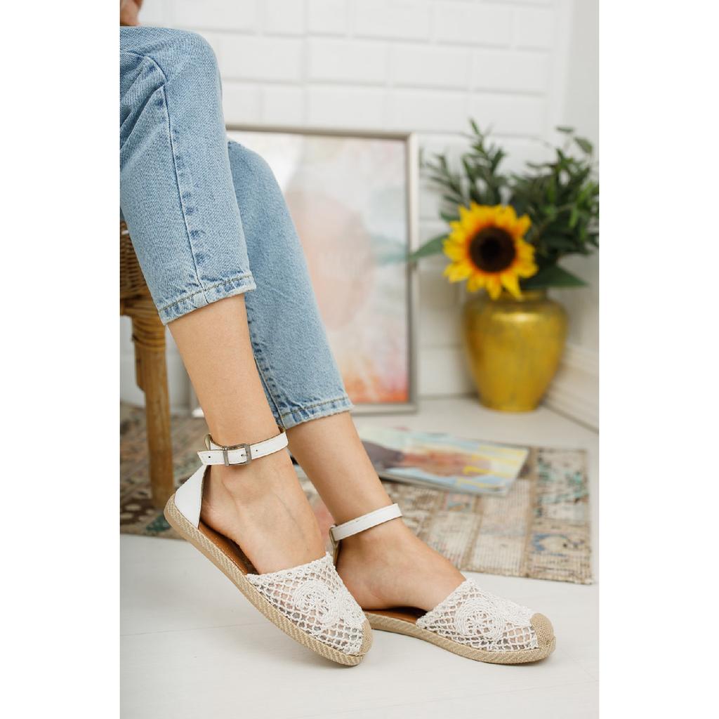 Бежевые женские кружевные сандалии Bg1058-123-0001