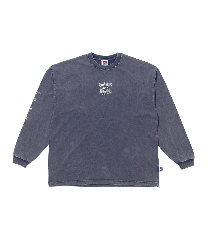 BEN DAVIS White Label Bleach Washed Long Sleeve T-Shirt Lavender (Oversized)