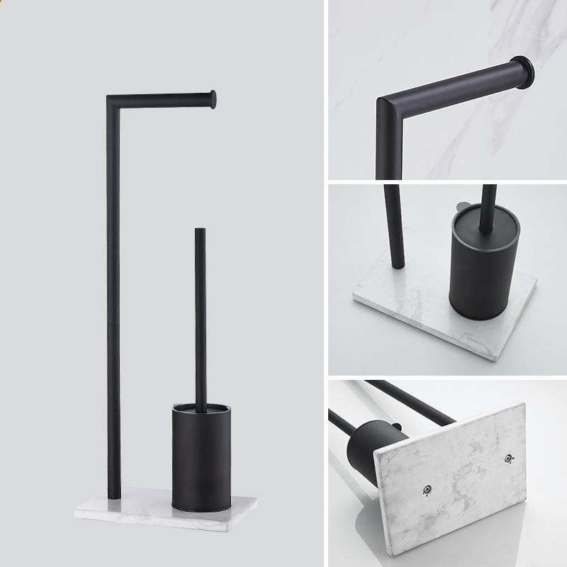 Ершик для унитаза из нержавеющей стали с держателем для туалетной бумаги, светлая роскошная мраморная многофункциональная полка для хранения вещей, черная, вращающаяся