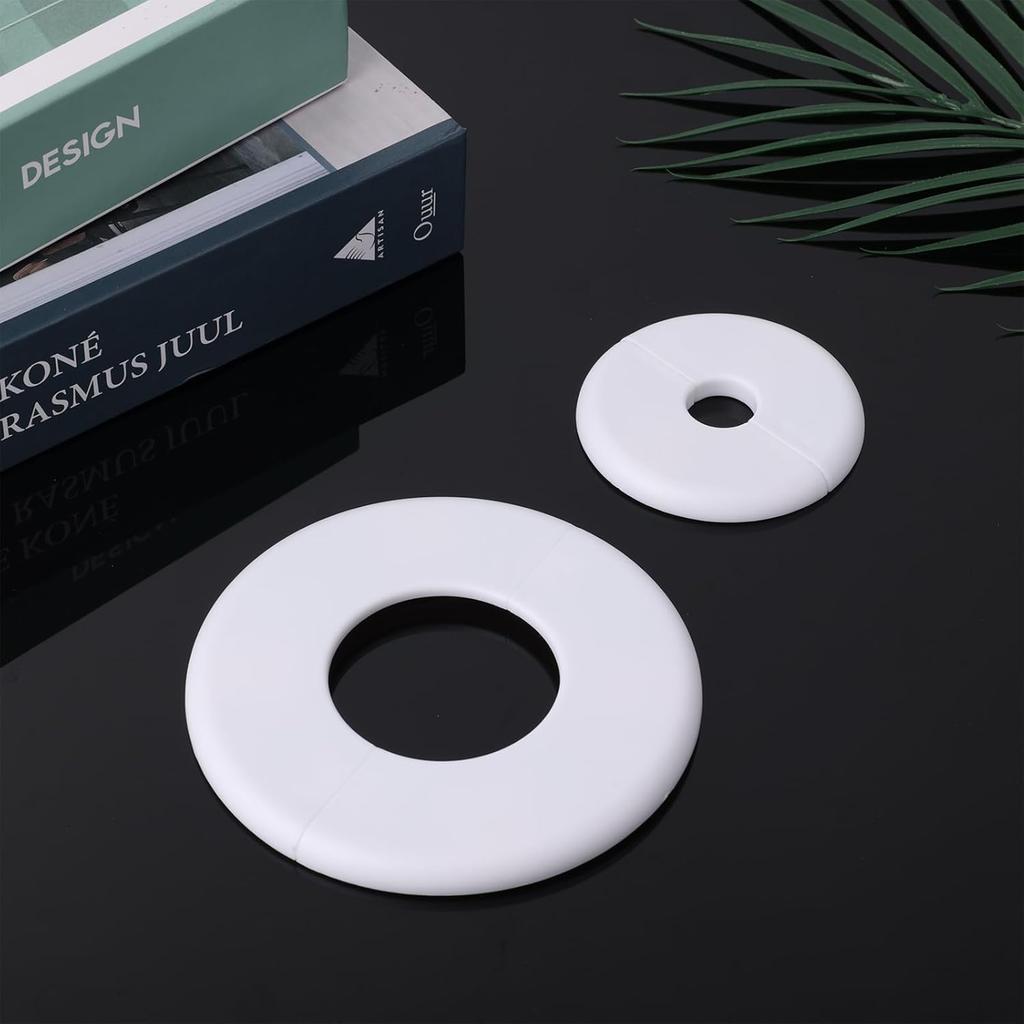 2pcs Wall Split Flange, ABS Self-Adhesive Round Plumbing Cover Plates for 17mm/0.67" & 29mm/1.14" Water Pipe Hole Faucet Escutcheons for Toilet