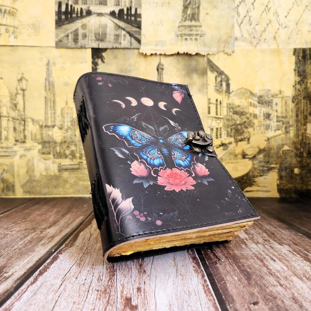 Винтажный блокнот Butterfly Leather Journal Dairy с замком C и 200 страницами Deckle