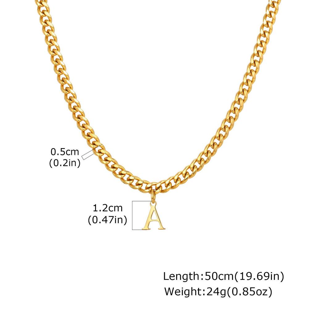 Золотое мужское ожерелье из нержавеющей стали с шестиугольным алфавитом - Quanxi Water Jewelry NC-1855