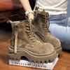 Big Head Thick-soled Martin Boots Women's 2025 Autumn New British Style Small Man Heightening Short Boots Retro Locomotive Boots