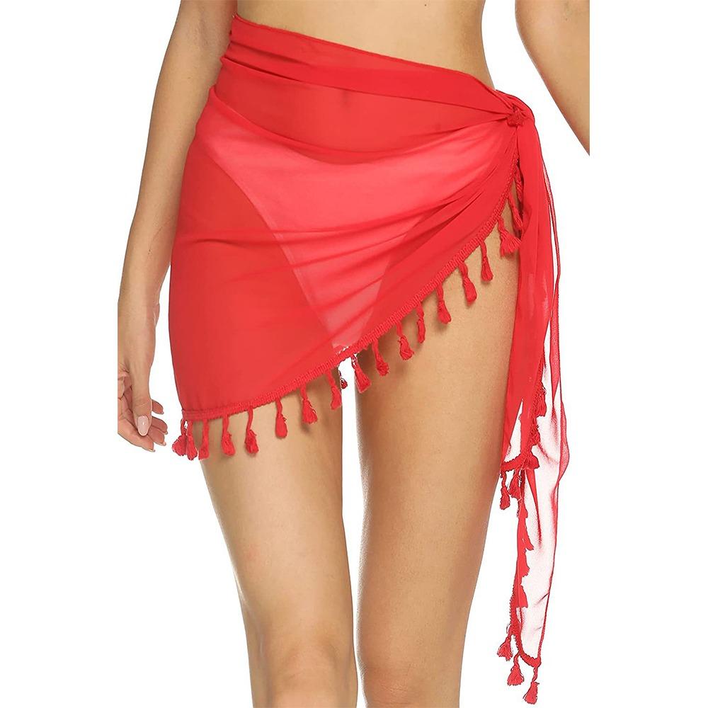 with Tassels Swim Skirt Chiffon Wraps Sheer Bikini Hot Women's Short Sarongs  for Women Girls