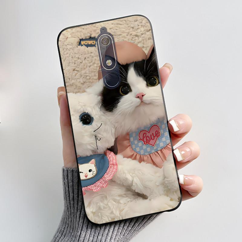 Милый Чехол Для Nokia 5.1/Nokia 5.1 Plus/Nokia X5/Nokia 5 Funda Чехол с Рисунком Защитная Крышка Мягкий Силикон Мультяшный Черный Корпус