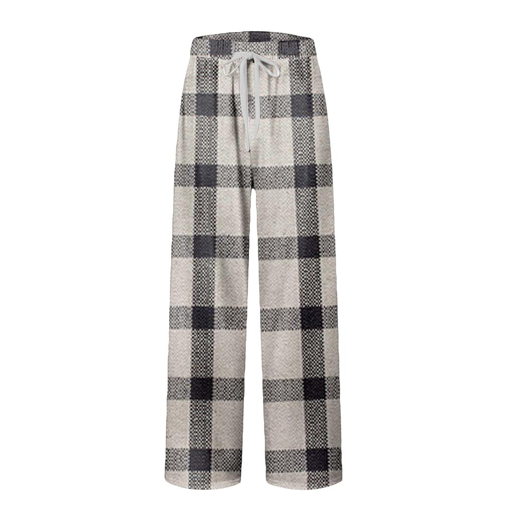 Мужские полосатые клетчатые повседневные брюки с карманами, домашние пижамные брюки