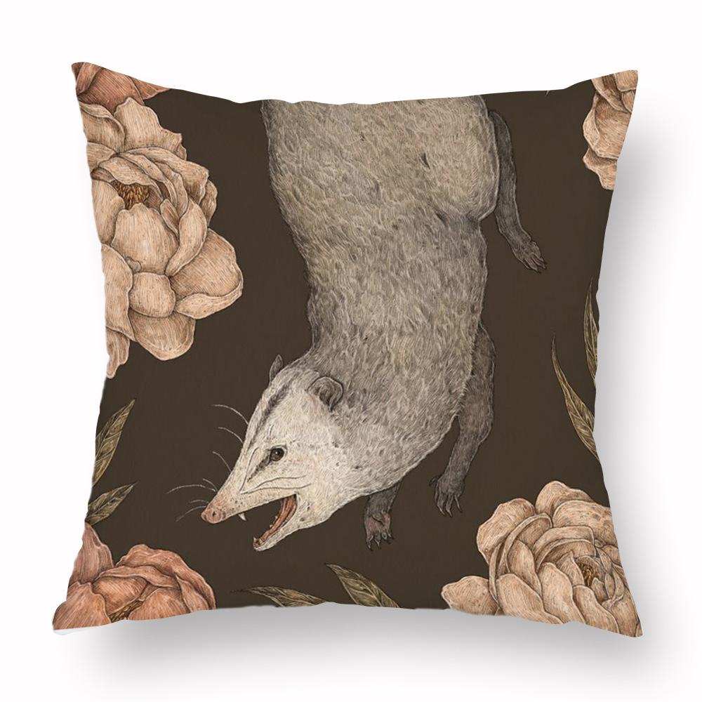 Наволочка с цветком лисы, подушка с принтом черепа животного, диван, мягкая наволочка в стиле ретро, ​​наволочка для гостиной, спальни, домашнего декора