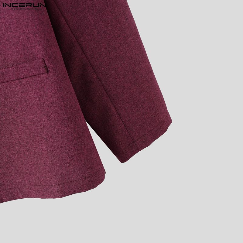 INCERUN Мужские костюмы из двух частей: тонкий блейзер с длинным рукавом, длинные прямые брюки, свободные комплекты