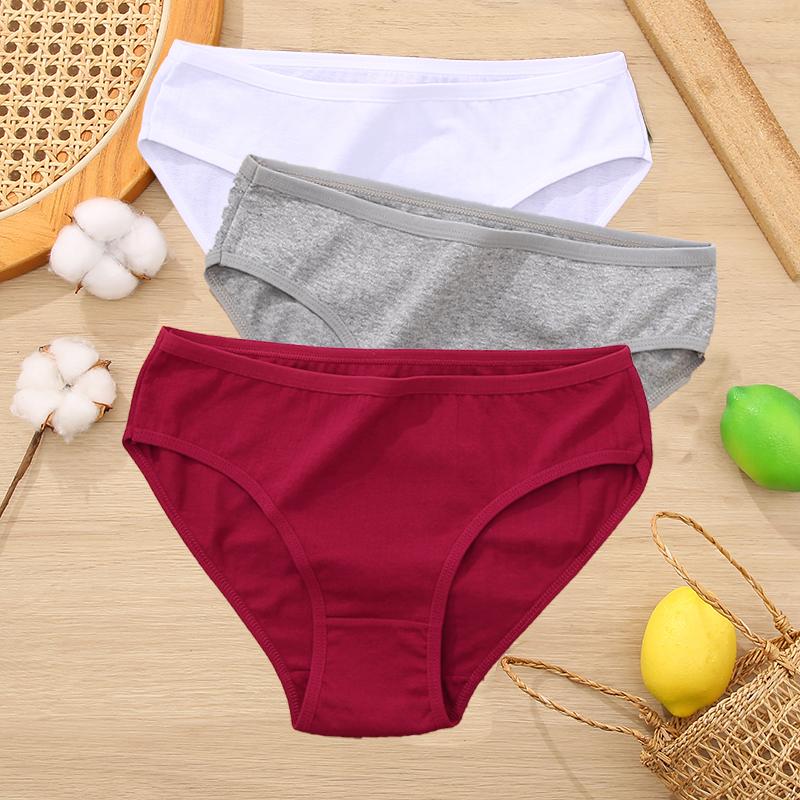 3PCS/Set Cotton Panties Women Briefs Jacquard Design Women Panties Sexy Female Underpants Solid Color Intimate Pantys S-XL