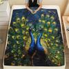 Peacock Spreading Its Tail  Print Flannel Blanket, High quality Comfortable for All Seasons, Home Decor, Warmth and Comfort