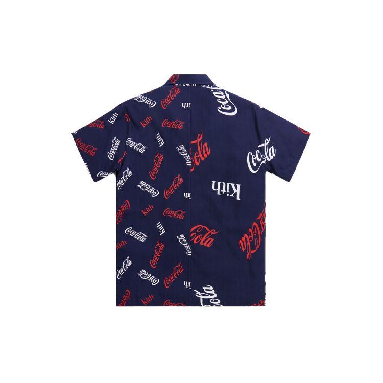 Kith X Coca-Cola Рубашка с коротким рукавом и принтом, темно-синяя, унисекс, топы, синяя, KH3848-102