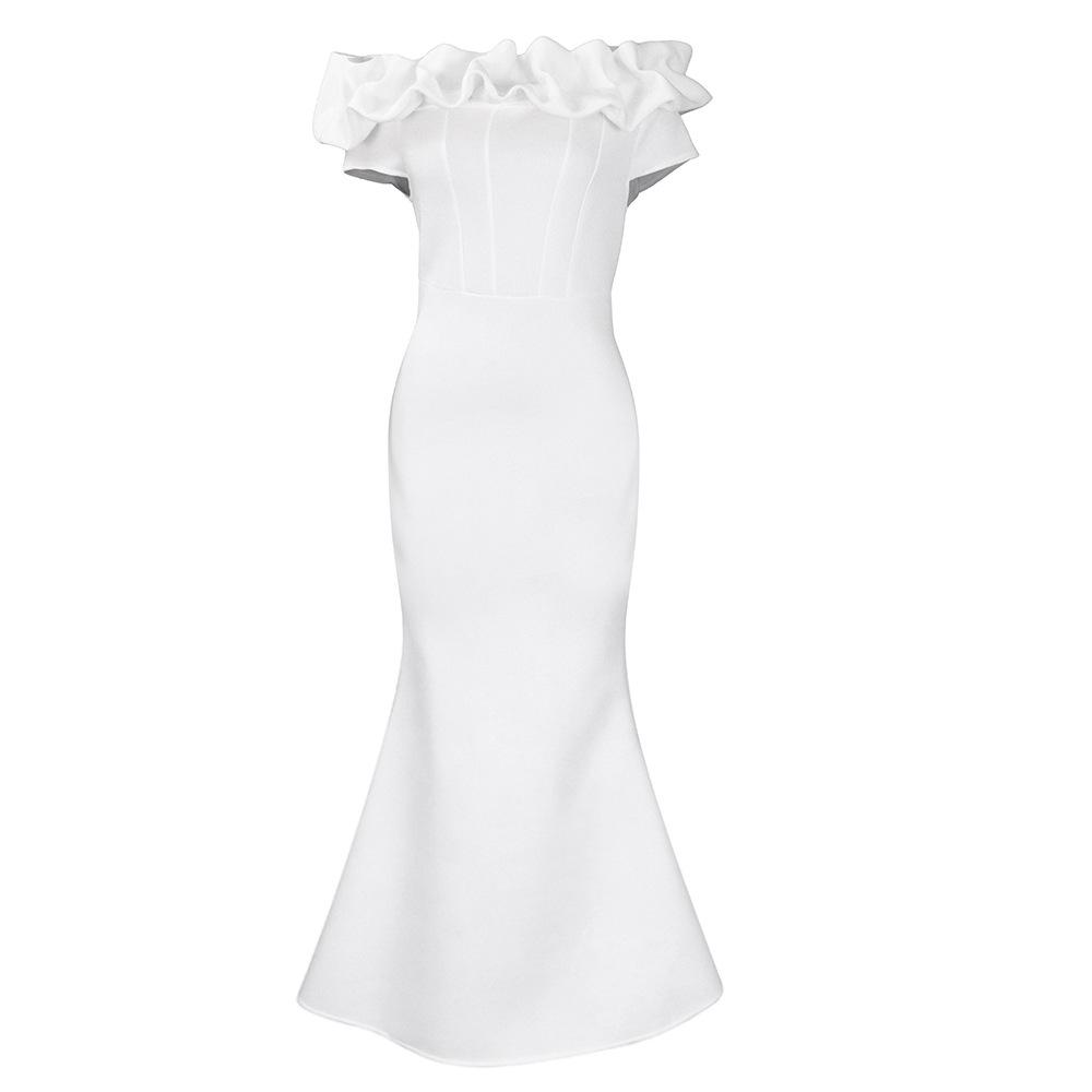 Женское вечернее платье на одно плечо в европейском и американском стиле с вырезом «рыбий хвост» — однотонная летняя длинная юбка