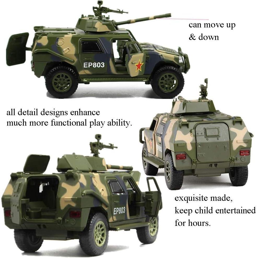 Масштаб 1/50, военный игрушечный грузовик, армейский бронированный боевой танк, внедорожник, тянуть армейские игрушки назад со светом и звуком