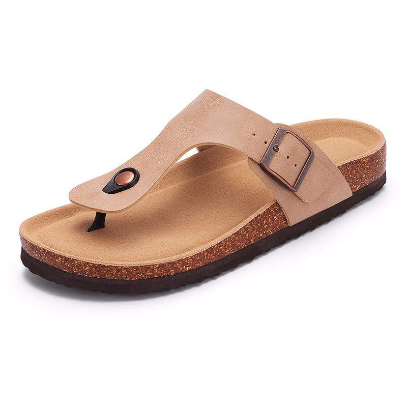 Fashion Comwarm Summer Women's Flat Sandals Gradient Cork Slippers Fashion Cork Flip Flops Women Outdoor Beach Shoes With Double Buckle