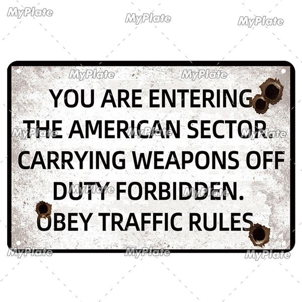 Vintage ACHTUNG HALT War Metal Signs Berlin Tin Sign Plaque Metal Plate Wall Decor For Pub Club Man Cave Plate Bar Decoration