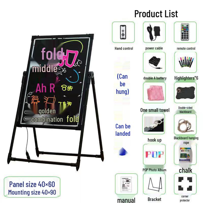 Флуоресцентная рекламная доска для ночного рынка - Светящаяся витрина магазина, меловая доска