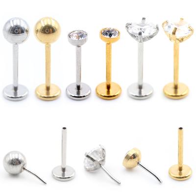 Alisouy 1PC безрезьбовой нержавеющей стали циркониевый анодированный лабрет губа гвоздик кольцо ухо козелок хрящ серьги пирсинг ювелирные изделия