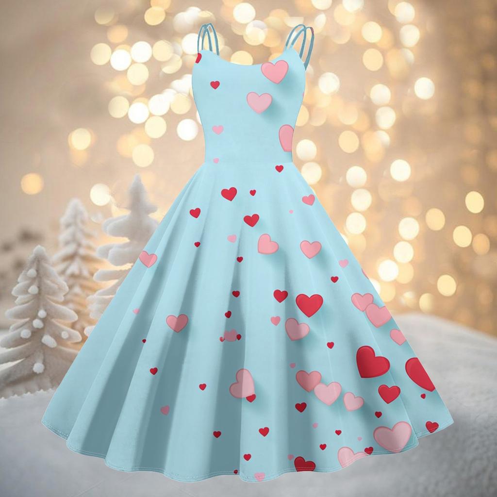 Women's Fashion Valentine's Day Printed Sexy Strapless Gothic Cocktail Dress Punk, Vintage Dress.