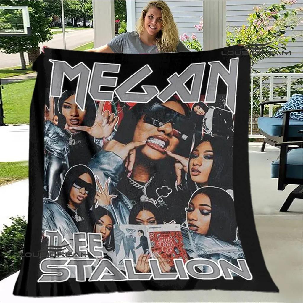 Пледы с принтами рэперши Megan Thee Stallion Теплые фланелевые пледы Мягкое и удобное одеяло постельные принадлежности Подарок на день рождения