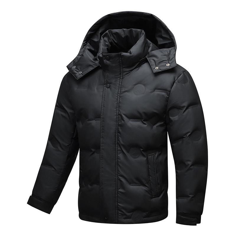 White Duck Down Stand Up Collar Down Jacket, Thickened Warm and Cold Resistant Casual Hooded Down Jacket for Men