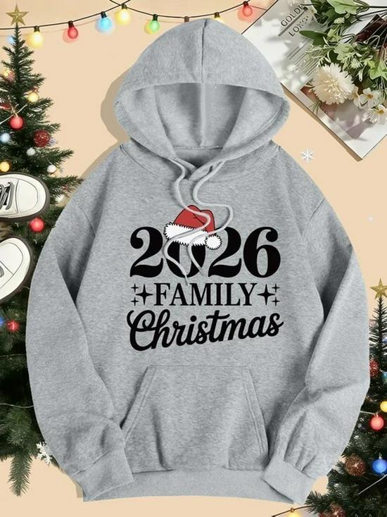 Женский свободный рождественский семейный худи 2026
