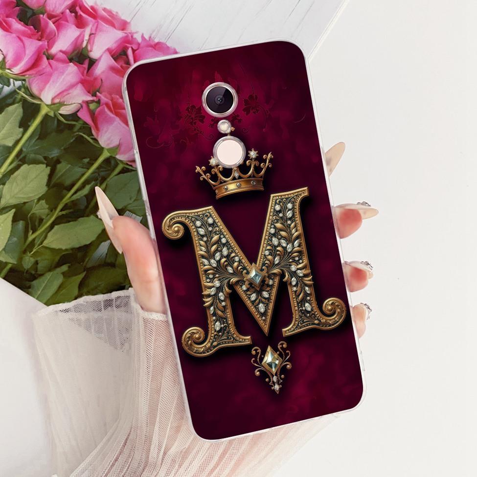 Чехол-бампер для Redmi 5, прозрачный, с роскошной короной, буквы от A до Z, 2D плоский узор, мягкий корпус для Redmi MDG1 MDI1
