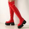 Platform Women's Thigh High Boots 2025 New Punk Heels Over-the-knee Boot Black Red White Long Footwear Shoes Ladies Large Size