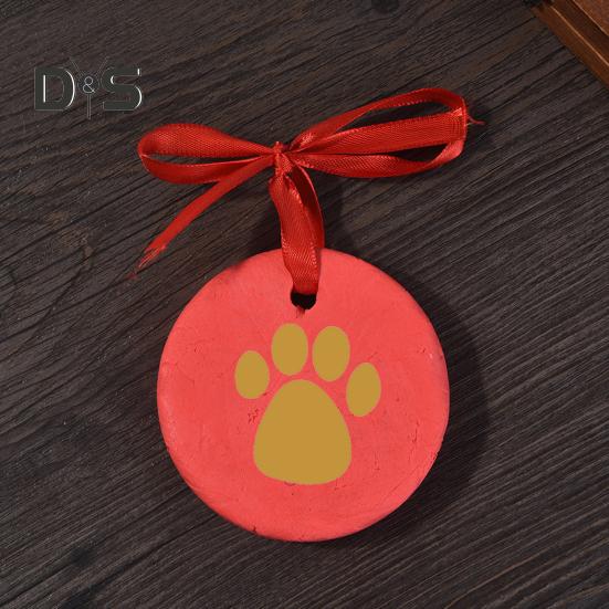 2 Pcs Dog/Cat Paw Print Kit DIY Pet Paw Print Hanging Ornament with Customization Tools And Display Stand Clay Pawprint Keepsake Kit