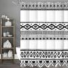Vintage Geometric Decorative Pattern Shower Curtain, Bathroom Decorative Shower Curtain, Waterproof Shower Curtain with Hooks