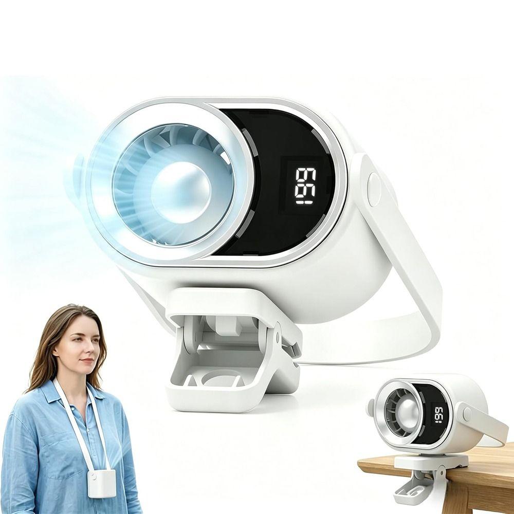 4 Speeds Silent Mini Bladeless Electric Fan LED Display Clip-on Fan New Air Cooler