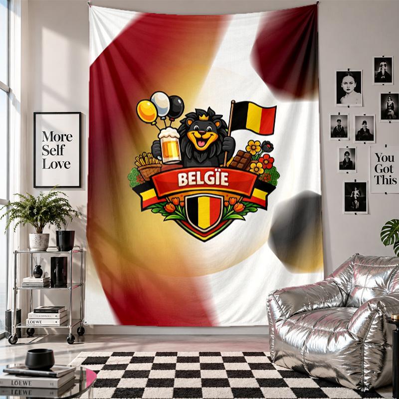 Belgium Football Wall Tapestry Home Decor Wall Hanging Cloth for Bedroom Living Room Background